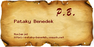 Pataky Benedek névjegykártya